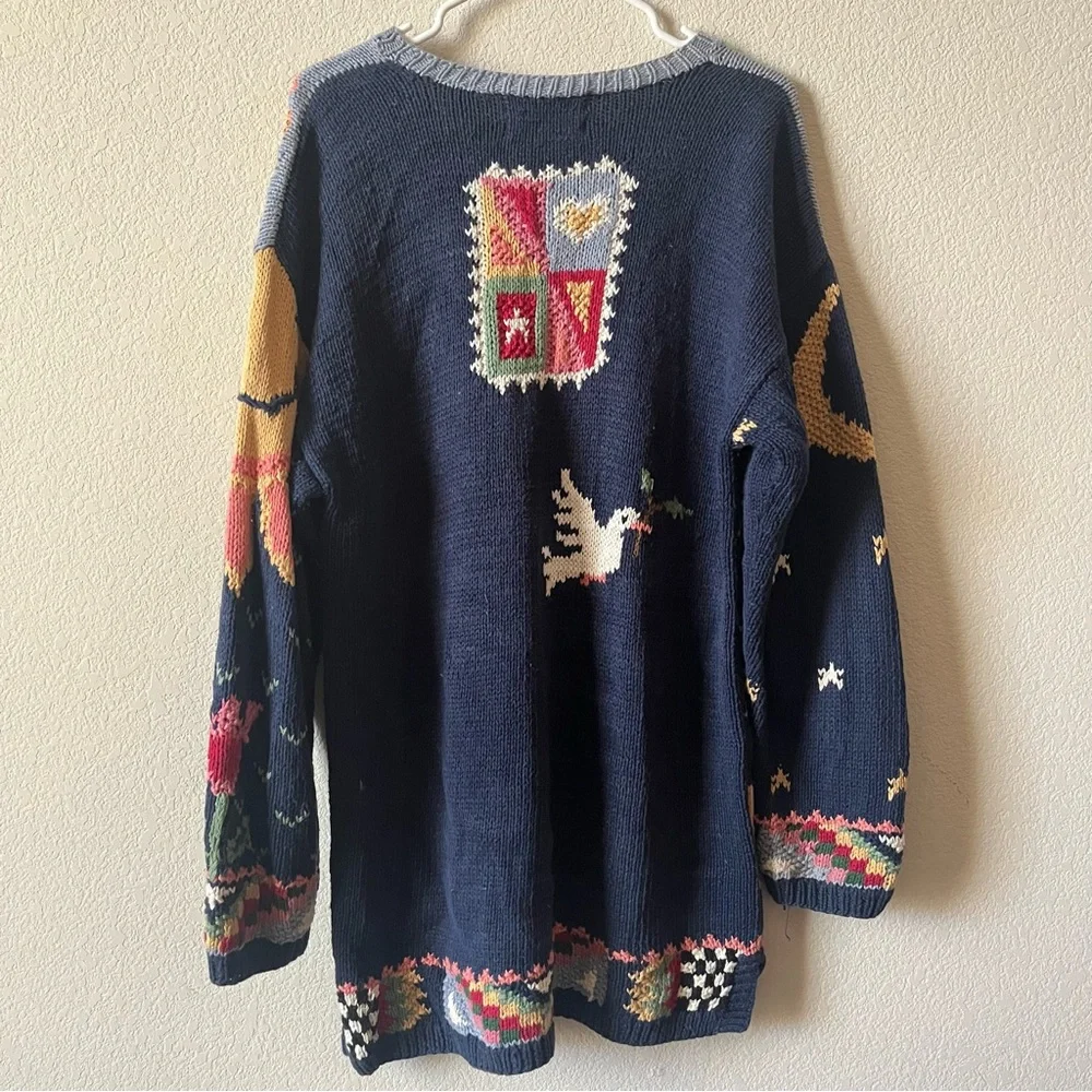 Northern Isles Hand Knit Vintage Cottagecore Chunky Oversized Crewneck Sweater L - Picture 3 of 8
